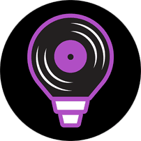 BlackLite Productions logo bulb purple & blue color